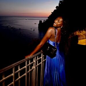 The A&F Giselle Pleated Cutout Maxi Dress